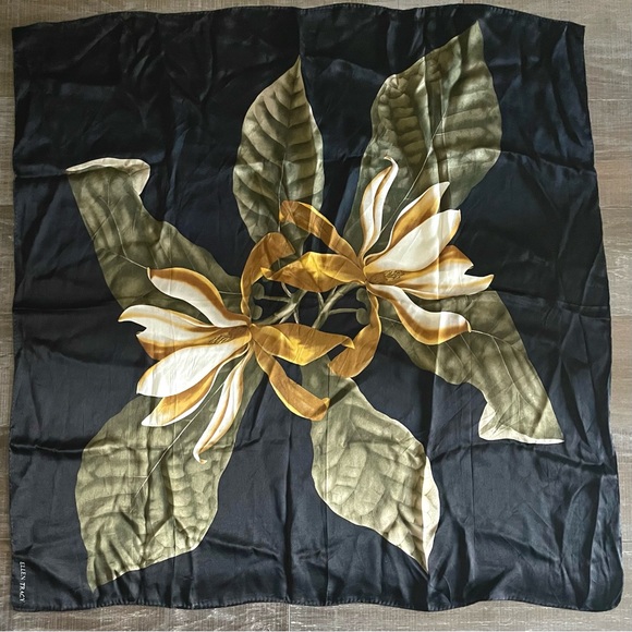 Vintage Ellen Tracy Silk Scarf – 36” Square, Floral Design - Picture 2 of 4